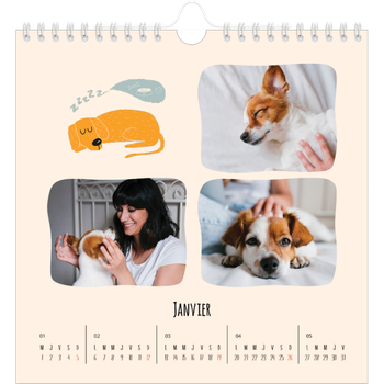 Calendrier photo carré — Pattes de chien et gribouillis