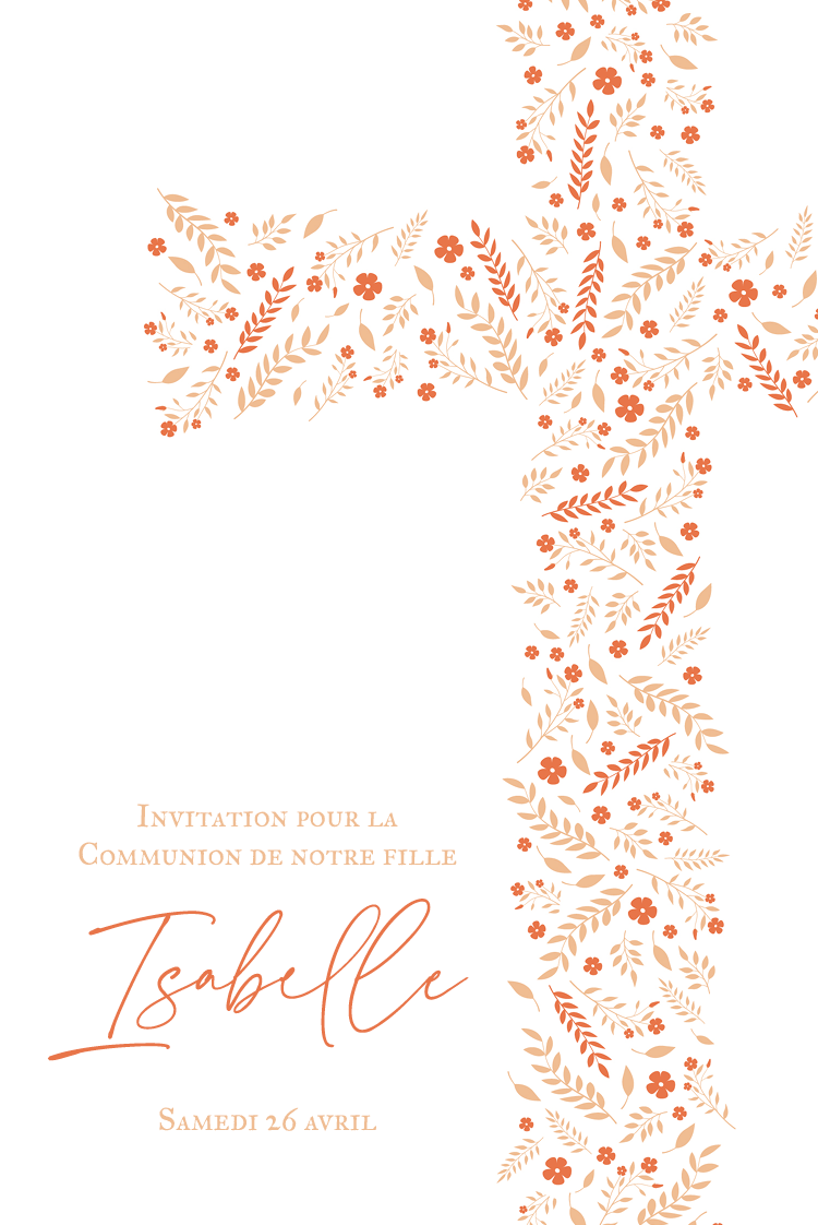 Cartons d'invitation — Croix florale pêche