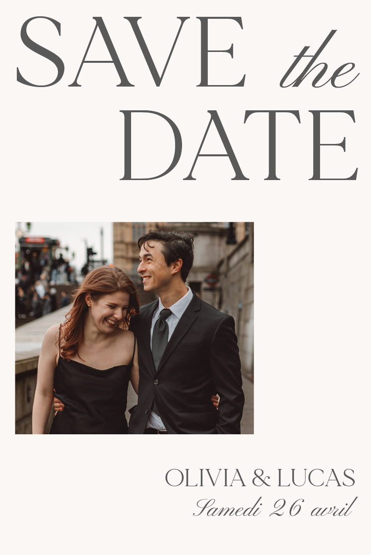 Save the date — Typographie crème