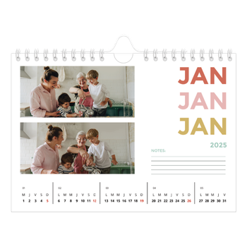 Calendrier photo A5 — Lettrage coloré