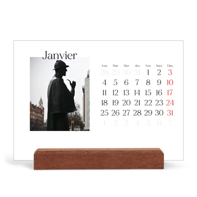 Calendrier de bureau support bois - paysage   — Mon carnet de voyage [Janvier]