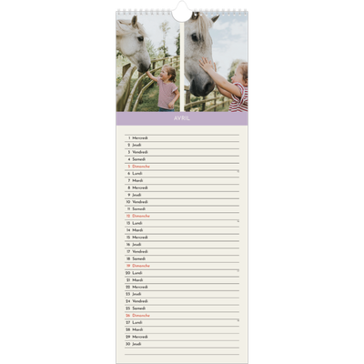 Calendrier mural long  — Chapitres pastel [Avril]