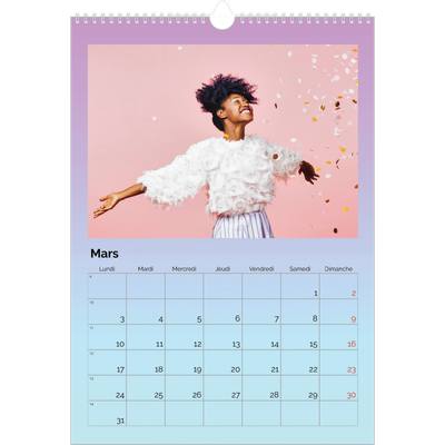 A3 Calendrier annuel — Dégradé pastel [Mars]