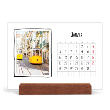 Calendrier de bureau support bois - paysage — Instants d'album photo
