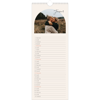 Calendrier mural long (15 x 40 cm) — Arche de souvenirs