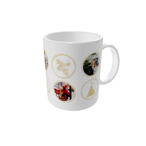 Mug personnalisé — Boules de Noël - fond beige