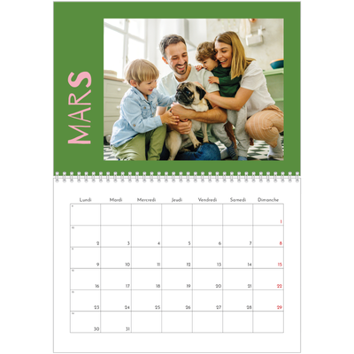 Calendrier photo A4 double (30 x 40 cm) — Tout en couleurs [Mars]