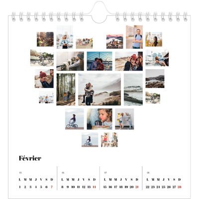 Calendriers annuels carré — Formes et collage [Février]