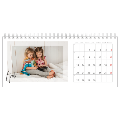 Calendrier de bureau — Cadre clair [Avril]