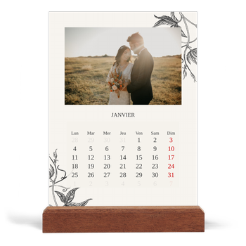 Calendrier de bureau support bois - portrait — Encre & lierre
