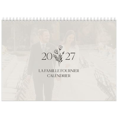 Calendrier photo A4 double (30 x 40 cm) — Initiales fleuries [couverture]