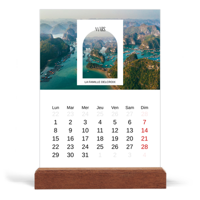 Calendrier de bureau support bois - portrait  — L'arche ouverte [Mars]