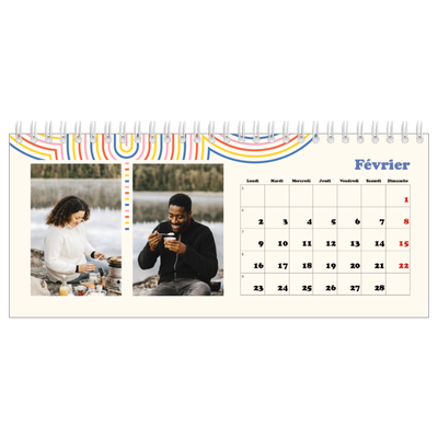 Calendrier de bureau — Rayures rétros [Février]