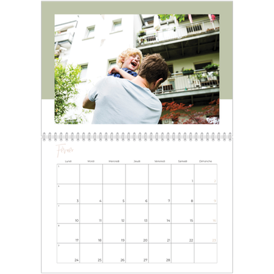 Calendrier photo A4 double (30 x 40 cm) — Palette naturelle [Février]