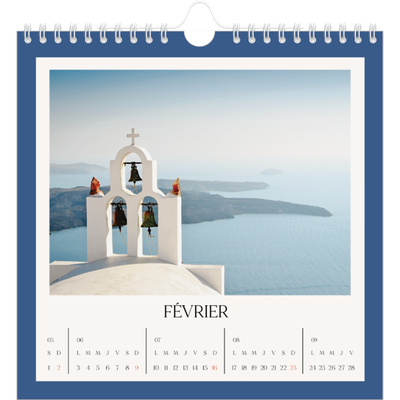 Calendriers annuels carré — Couleurs classiques [Février]