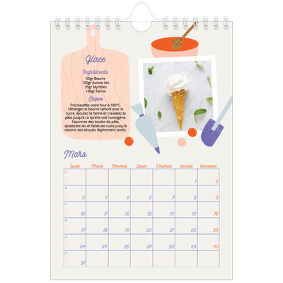 Calendrier photo A5 — Une année de recettes [Mars]
