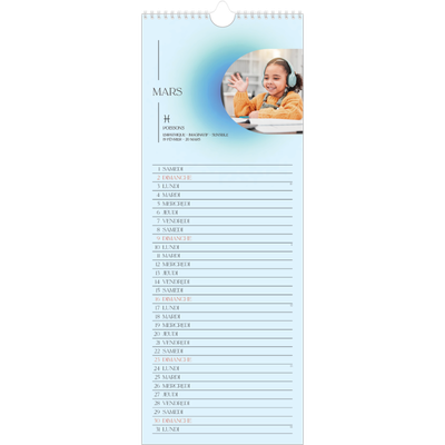 Calendrier mural long  — Dégradé astrologique [Mars]