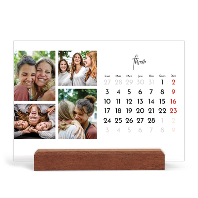 Calendrier de bureau support bois - paysage   — Arrangements photo [Février]