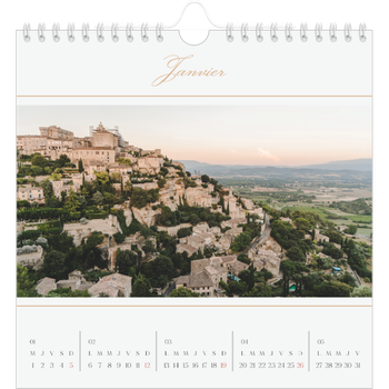 Calendrier photo carré — Bannière en écriture dorée