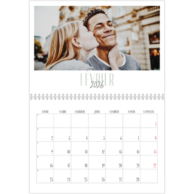 Calendrier photo A4 double (30 x 40 cm) — Mix de typographies [Février]