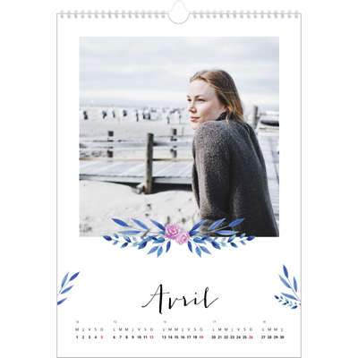 A3 Calendrier annuel — Ornements aquarelle [Avril]