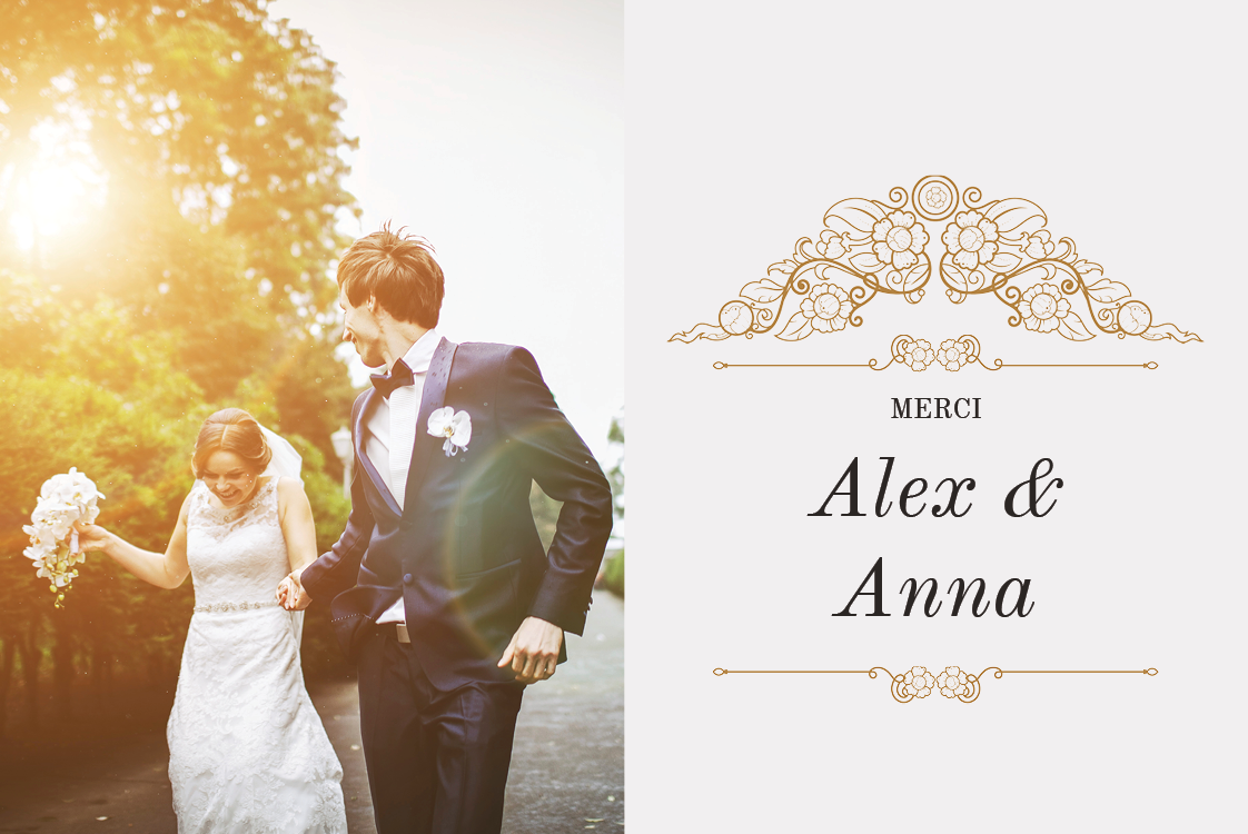 Carte de remerciement — Blanc et or classique