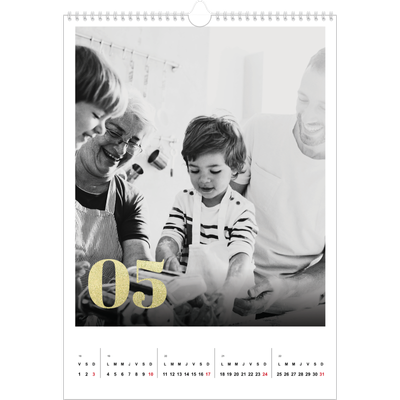 A3 Calendrier annuel — Larges numéros brillants [couverture]
