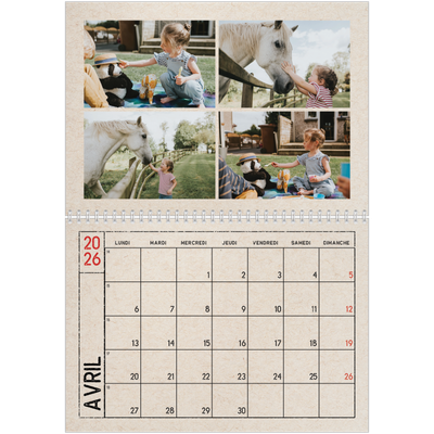 Calendrier photo A4 double (30 x 40 cm) — Craft effet tampon [Avril]