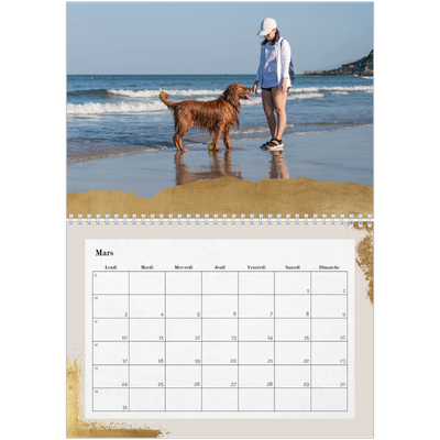 Calendrier photo A4 double (30 x 40 cm) — Classic Gold [Mars]