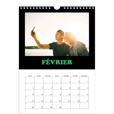 Calendrier photo A4 (20 x 30 cm) — Fun Typo [Février]