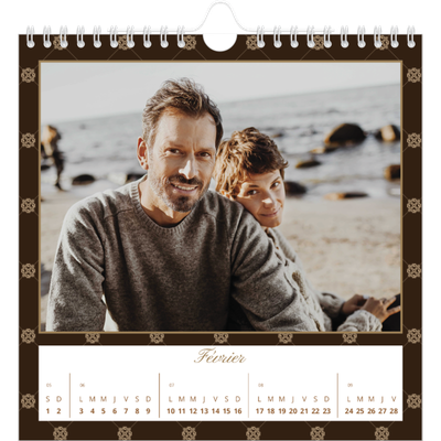 Calendriers annuels carré — Noir et blanc vintage [Février]