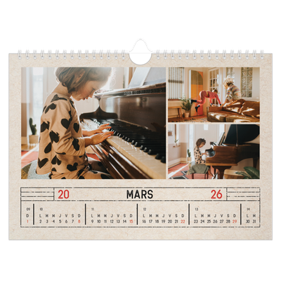 Calendrier photo A4 — Craft effet tampon [Mars]