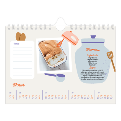 Calendrier photo A5 — Une année de recettes [Février]