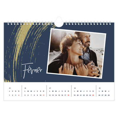 Calendrier photo A4 — Coup de pinceau doré [Février]