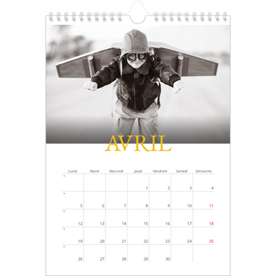 Calendrier photo A4 (20 x 30 cm) — Style héritage [Avril]