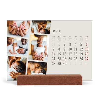 Calendrier de bureau support bois - paysage   — Souvenirs en mouvement [Avril]