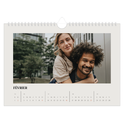 Calendrier photo A4 — Ivoire simple [Février]