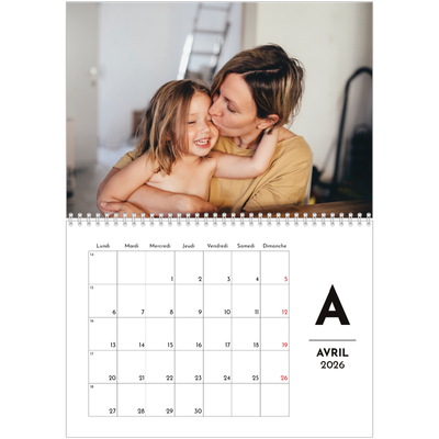 Calendrier photo A4 double (30 x 40 cm) — Projecteur sur les lettres [Avril]