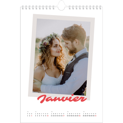 Calendrier photo A4 (20 x 30 cm) — Signature carmin [Janvier]