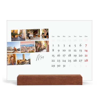 Calendrier de bureau support bois - paysage   — Escapade citadine [Mars]