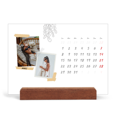 Calendrier de bureau support bois - paysage   — Esprit scrapbook [Mars]