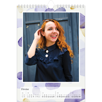 Calendrier photo A4 (20 x 30 cm) — Pluie d'aquarelle [Février]