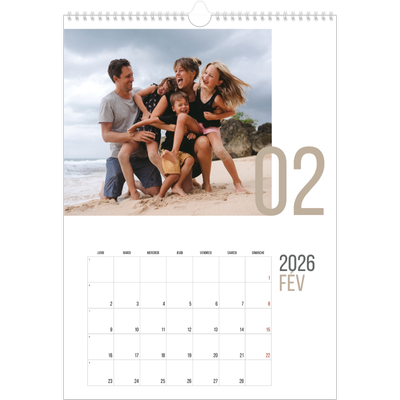 A3 Calendrier annuel — Numéros mensuels [Février]