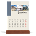 Calendrier de bureau support bois - portrait  — Vues du monde [Janvier]