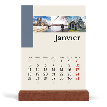 Calendrier de bureau support bois - portrait — Vues du monde