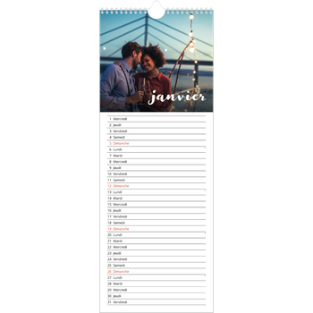 Calendrier mural long (15 x 40 cm) — Superposition pinceau