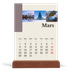 Calendrier de bureau support bois - portrait  — Vues du monde [Mars]