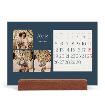Calendrier de bureau support bois - paysage   — Ardoise et sérifs [Avril]