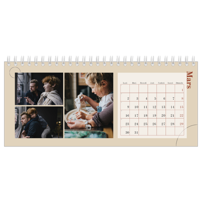 Calendrier de bureau — Texte asymétrique [Mars]