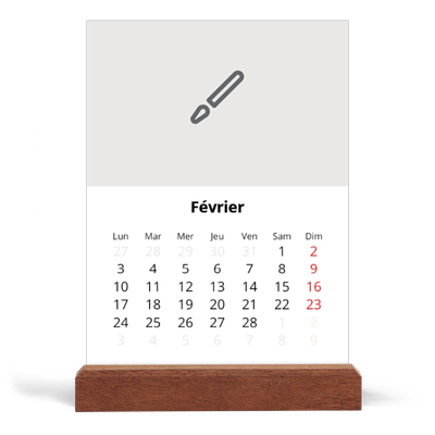 Calendrier de bureau support bois - portrait  — Créez votre produit [Février]
